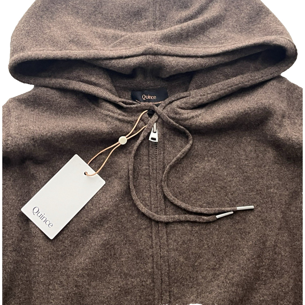 Quince Mongolian Cashmere Full Zip Hoodie Womens S Brown Sweater Capsule Luxury - Picture 4 of 9